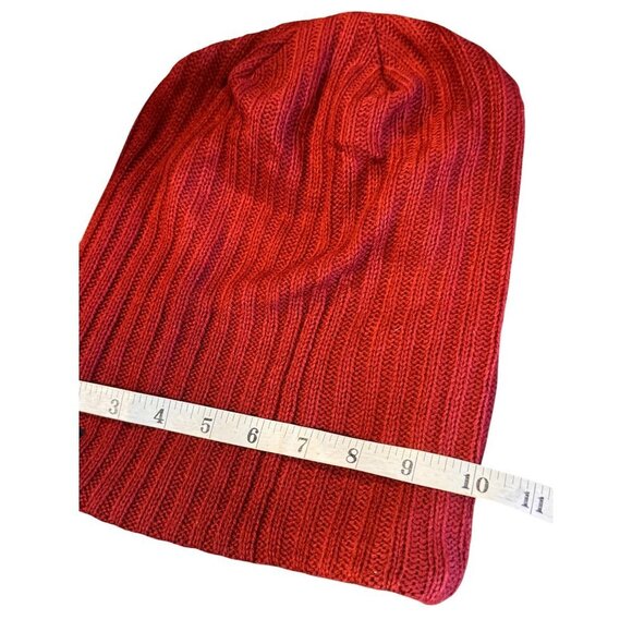 Forbusite Ribbed Knit Slouchy Beanie Hat Red Unisex One Size - Picture 5 of 9